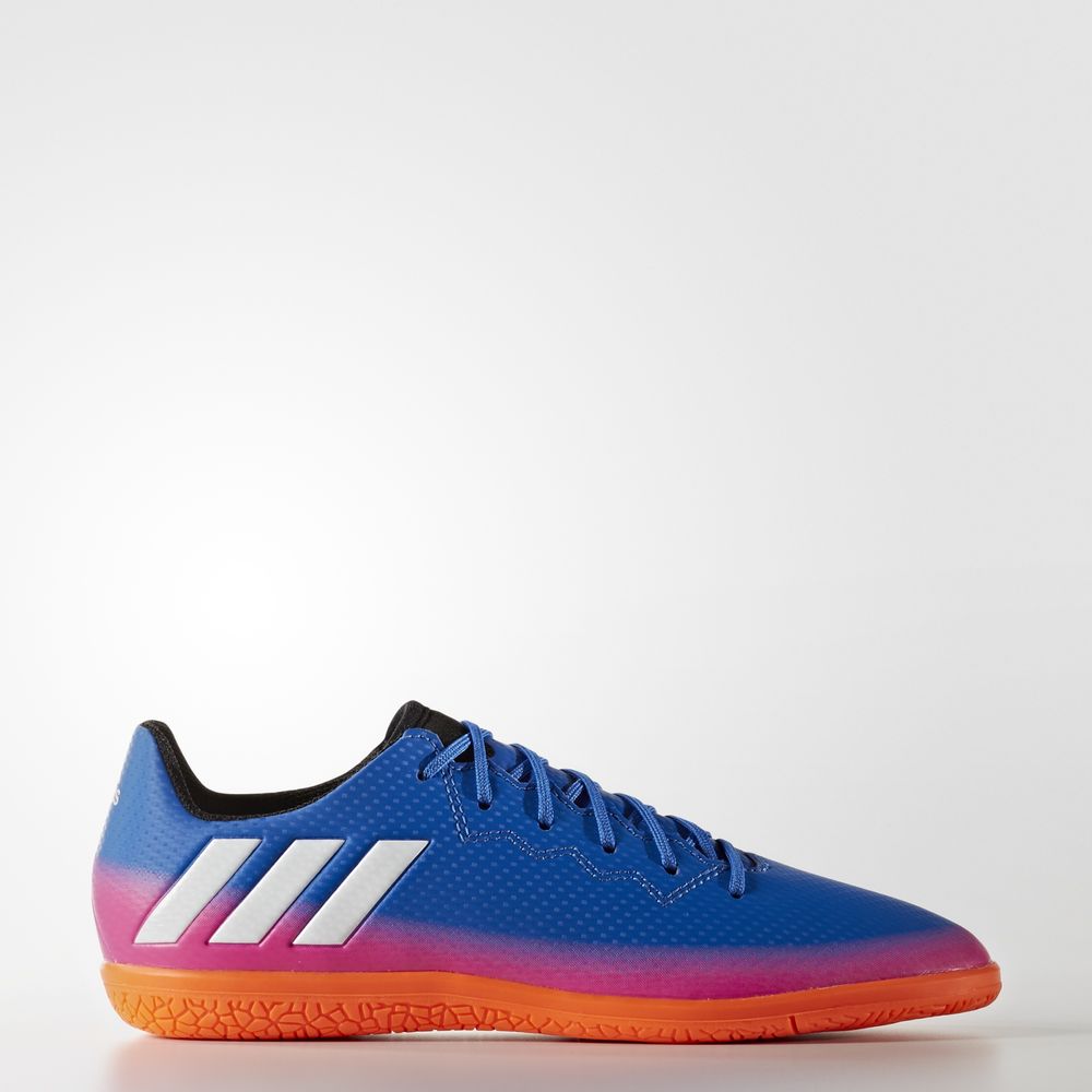 Adidas Messi 16.3 Indoor - ποδοσφαιρικα παπουτσια για αγορια - Μπλε/Ασπρα/Πορτοκαλι,Μέγεθος: EU 27 –